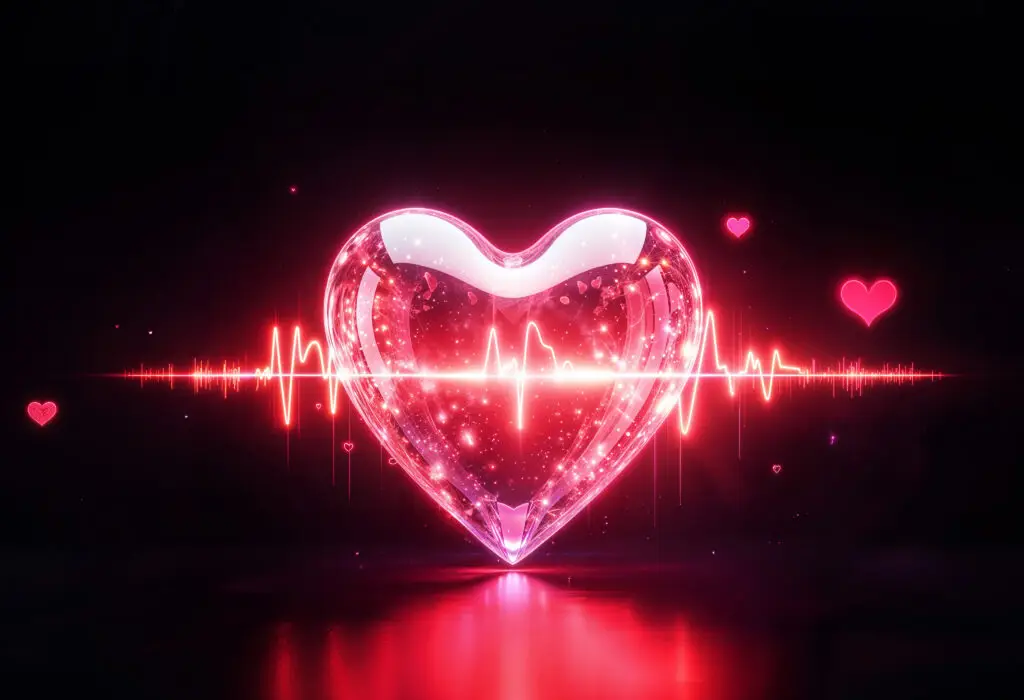 fréquences avec un cœur rouge et roses